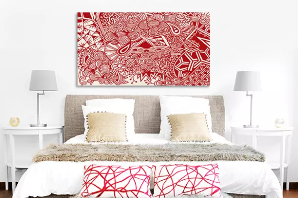 déco murale chambre adulte rouge joyeuse pagaille