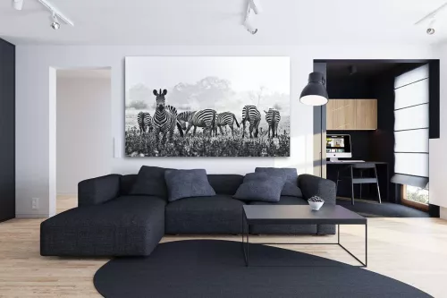 Tableau zèbre en troupeau