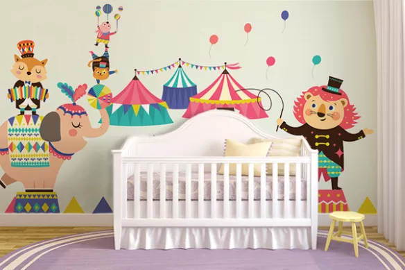 Papier peint chambre bébé Circus Paradise