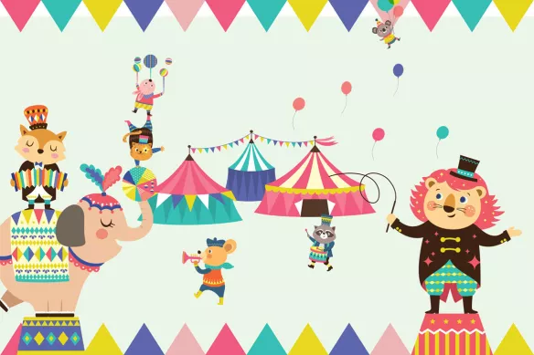 Papier peint chambre bébé Circus Paradise