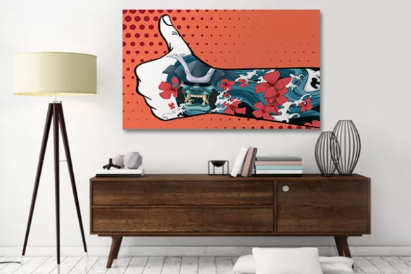 tableau art moderne tatoo japonais orange