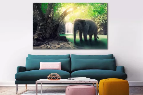 Tableau éléphant d'Asie dans la Jungle