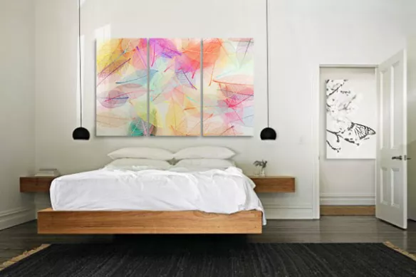 décoration chambre tête de lit triptyque folie colorée