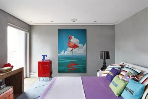 Tableau oiseau Flamant rose portrait