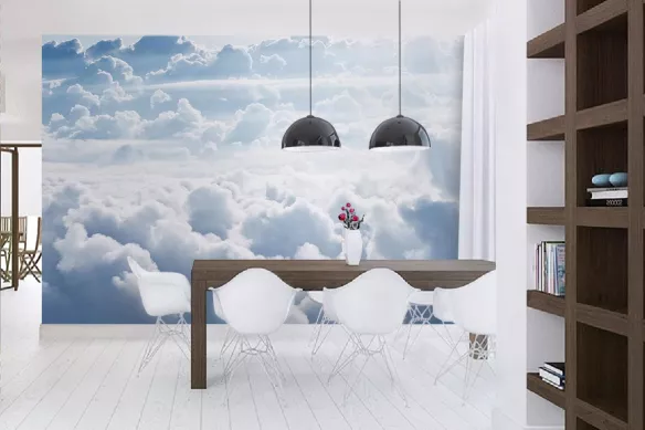 Tapisserie nuages déco salle à manger
