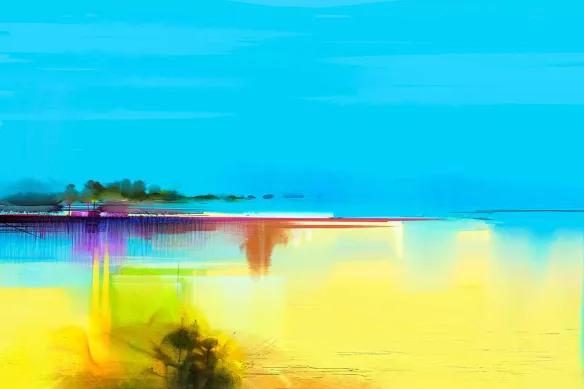 Papier peint motif horizon abstrait