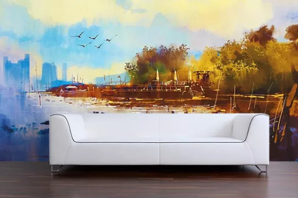 Tapisserie murale paysage effet peinture