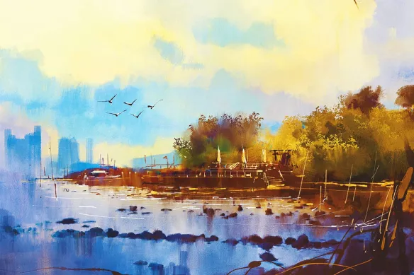 Tapisserie murale paysage effet peinture