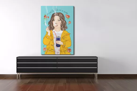 toile art illustration fillette rebelle