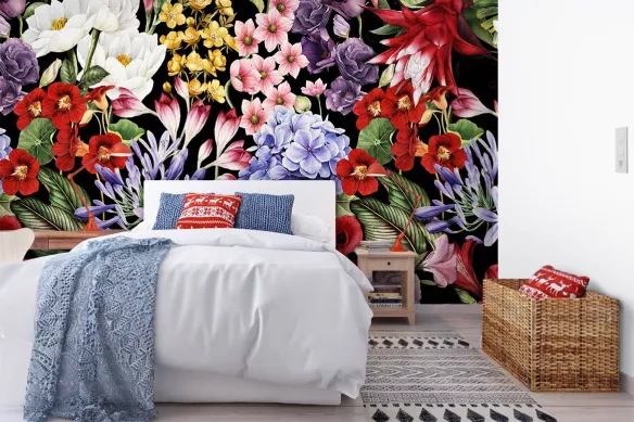 Papier peint fleuri style anglais