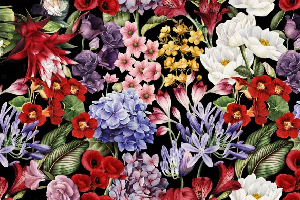 Papier peint fleuri style anglais