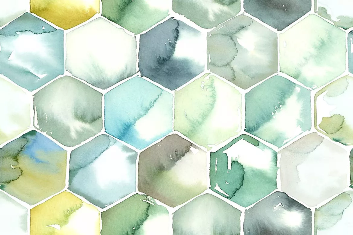 Tableau sur toile Hexagone aquarelle
