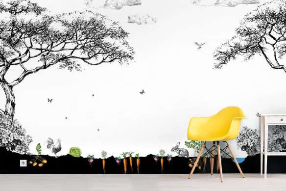 Papier peint trompe l’œil Jardin potager