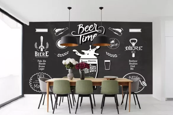 Papier peint cuisine vintage Beer Time
