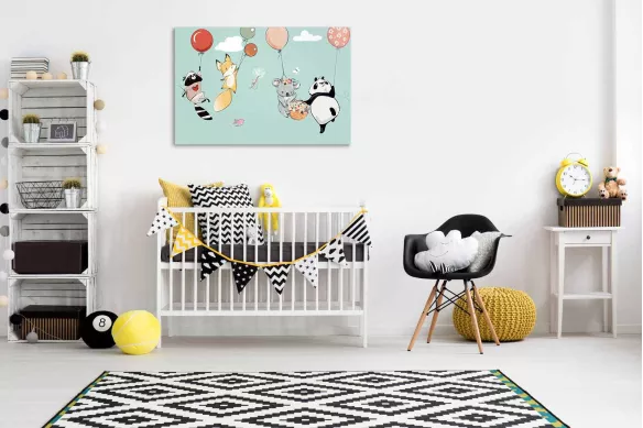 Tableau chambre bébé Envol en ballons