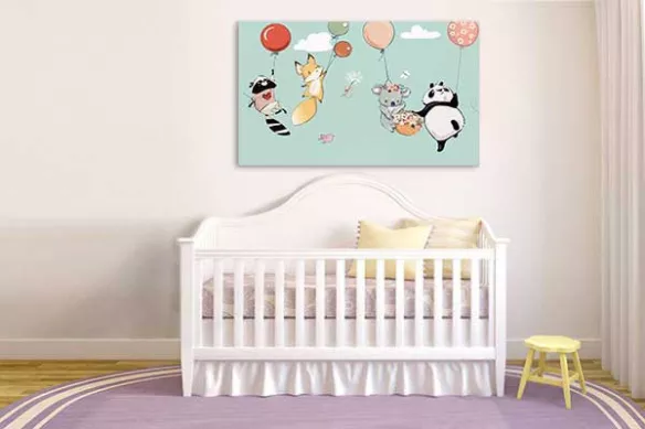 cadeau de naissance original toile déco envol en ballons