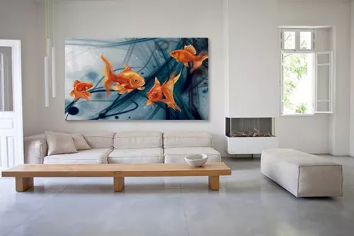 Tableau sur toile Poissons rouge fond abstrait