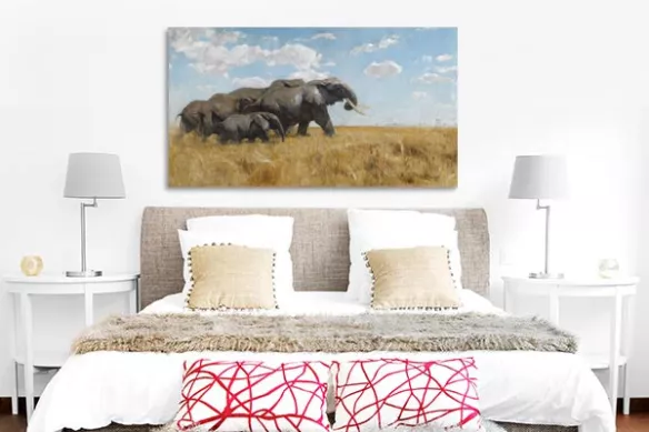 tableau éléphant troupeau