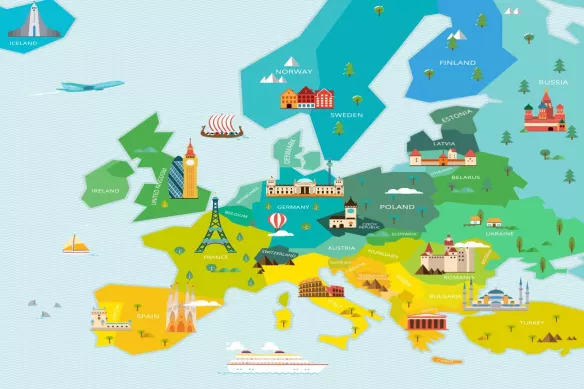 papier peint panoramique pour enfant carte du monde europe