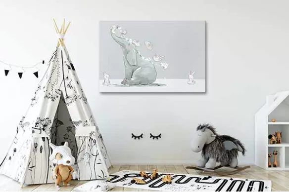 Tableau enfant Glissade sur éléphant