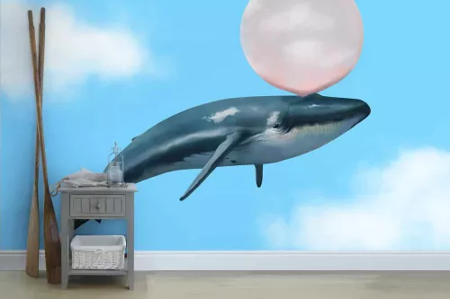 Papier peint nuage Baleine à gum