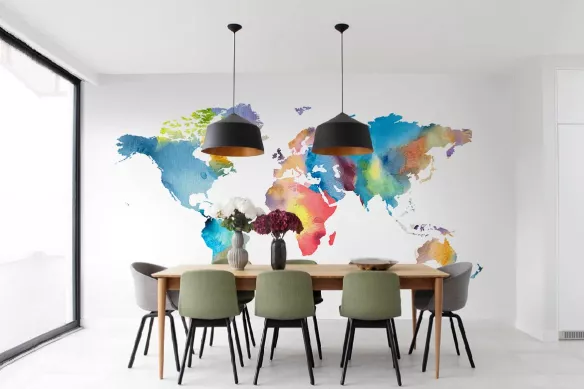 Papier peint carte du monde Buvard et encre