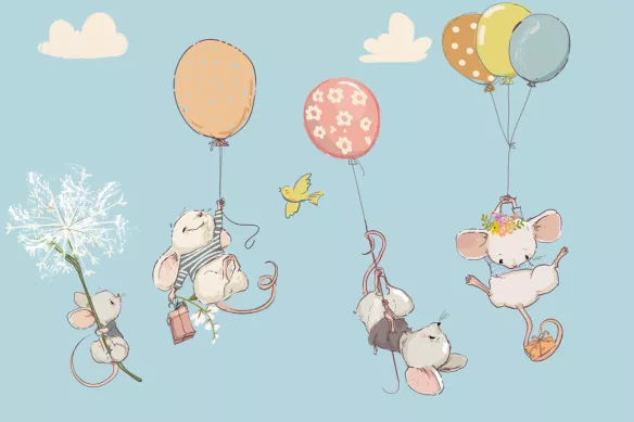 Papier peint panoramique enfant Famille Souris