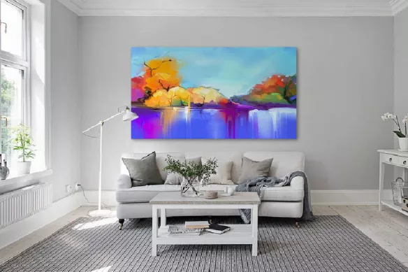 Tableau zen Arbres au bord du lac