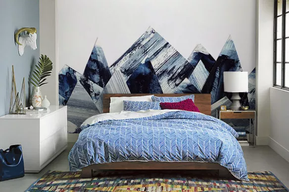 Papier peint scandinave Montagne abstraites bleues