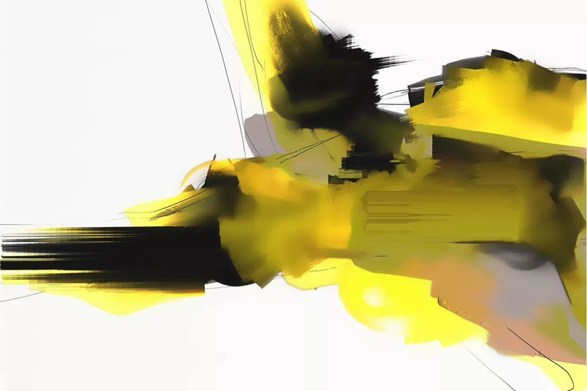 Tableau déco abstrait jaune et noir Terra