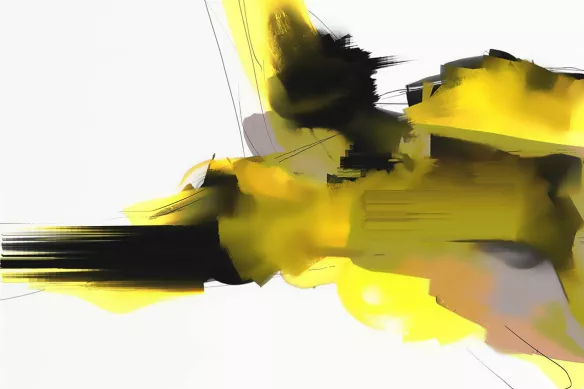 tableau-abstrait-jaune-et-noir-terra