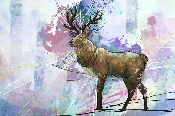 tableau-cerf-dans-la-foret