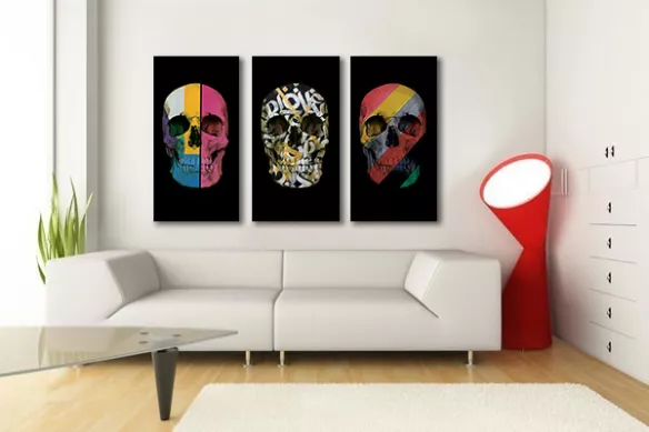 Toile tête de mort multicolore