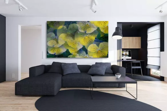 Tableau nature fleurs jaune deco