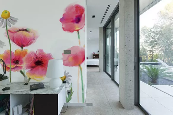 Papier peint grosses fleurs des champs