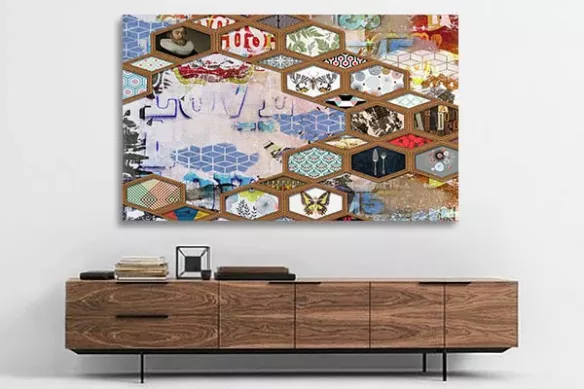 Tableau vintage Hexagone rétro