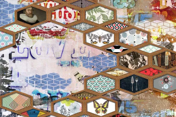 toile-vintage-deco-hexagone