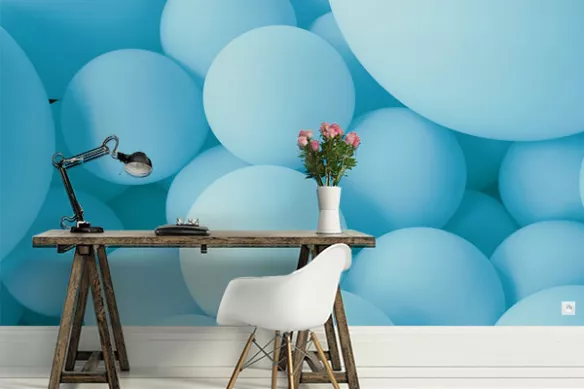 Papier peint tendance Bulles bleues