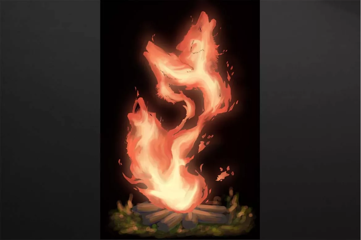 cadre-décoration-loup-de-feu