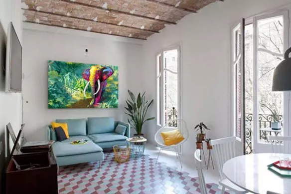 tableau-salon-éléphant-en-balade