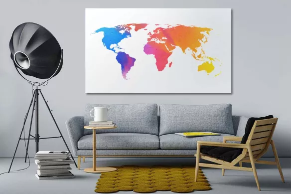 Tableau planisphère Watercolor