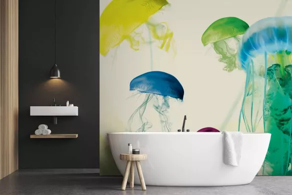 Papier peint salle de bain Méduse