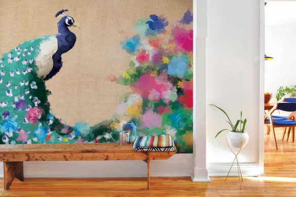 Papier peint Paon Fleuri