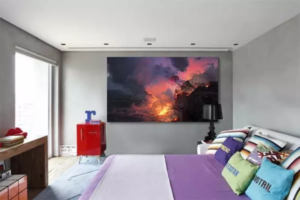Tableau paysage mer et lave