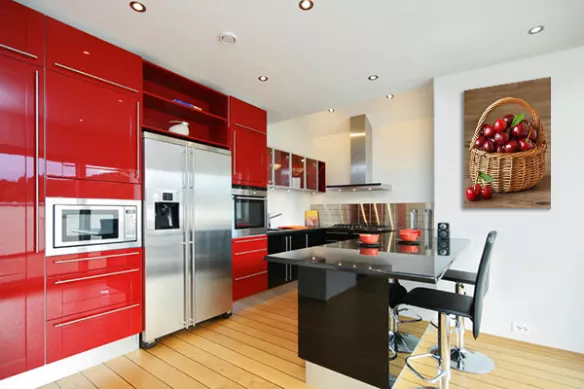 tableau cuisine panier cerises