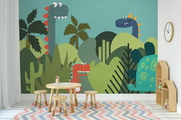 décoration-creche-papier-peint-dinosaures