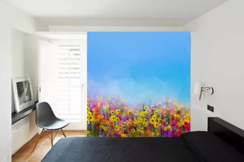 papier-peint-sur-mesure-fleurs-sauvages-effet-peinture