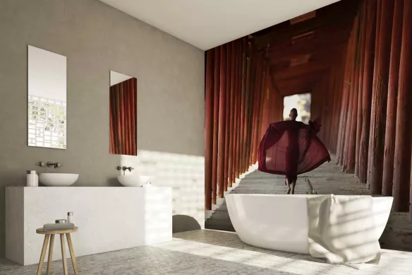 Papier peint salle de bain Ecolier bonze