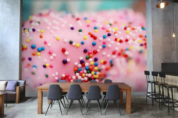 Papier peint salle à manger Donut Rose