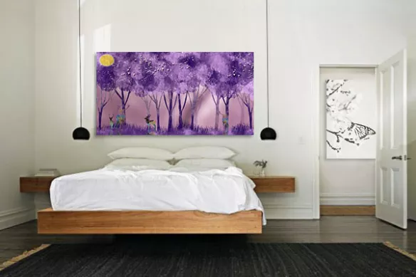 Tableau chambre forêt et cerfs
